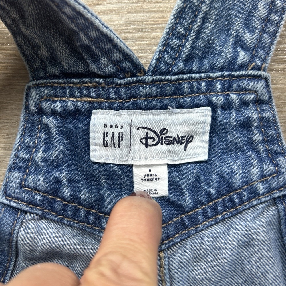 Baby Gap Disney Size 5Y Minnie Mouse Embrioded Girls Denim Overalls - Picture 6 of 11